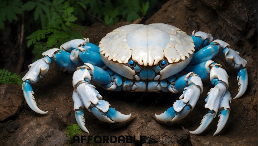 Blue and White Porcelain Crab Figurine