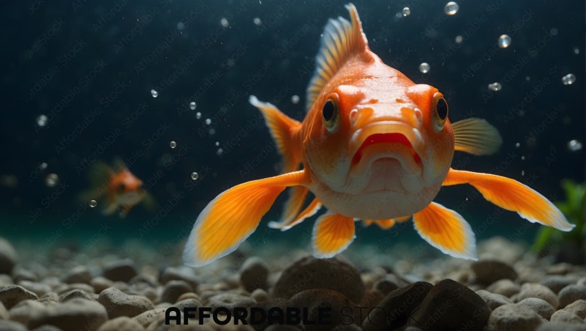 Goldfish Swimming in Freshwater Aquarium
