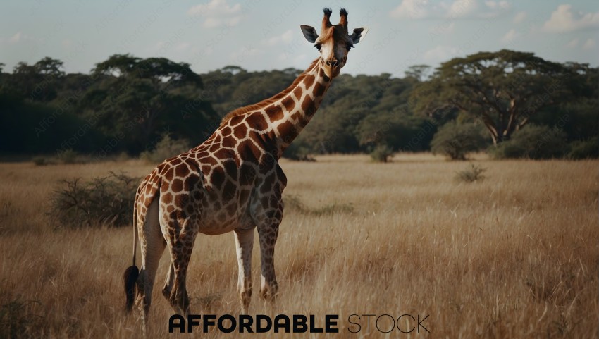 Giraffe Standing in Savanna