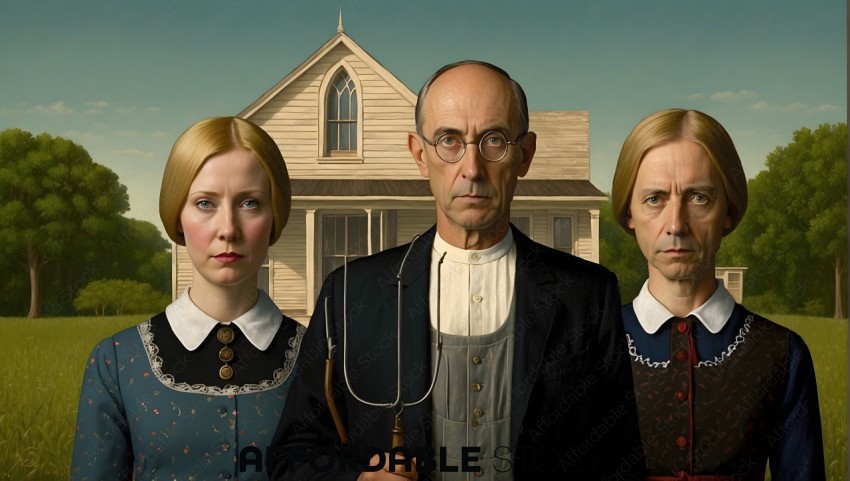 American Gothic Parody with Modern Actors