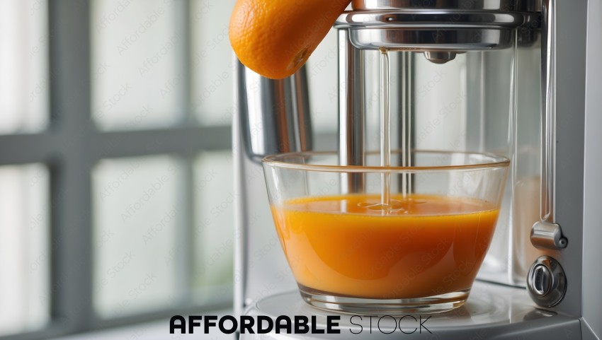 Fresh Orange Juice in Glass Juicer