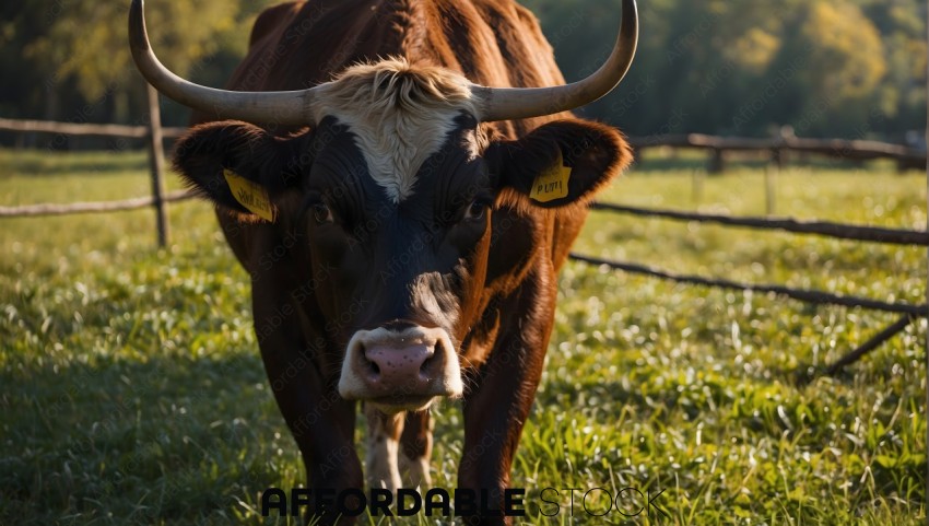 Longhorn Cow in Pasture