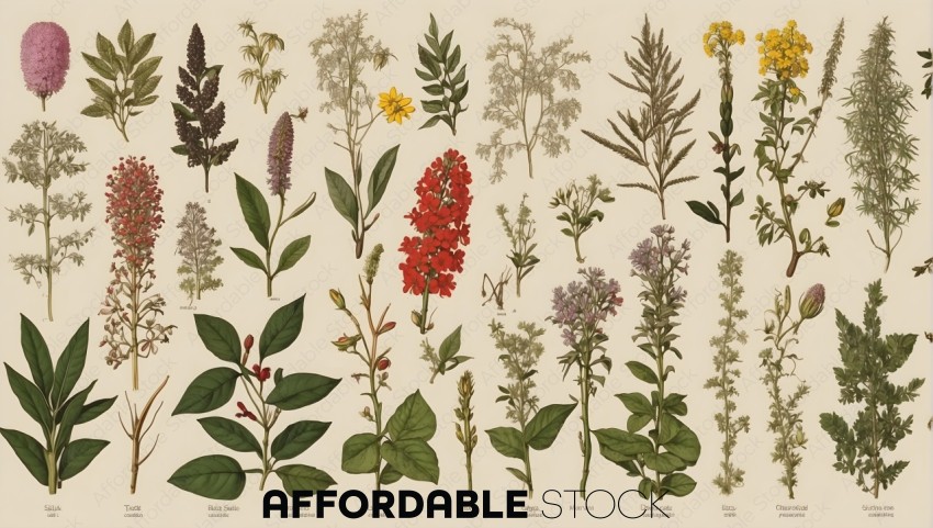 Vintage Botanical Illustrations Collage