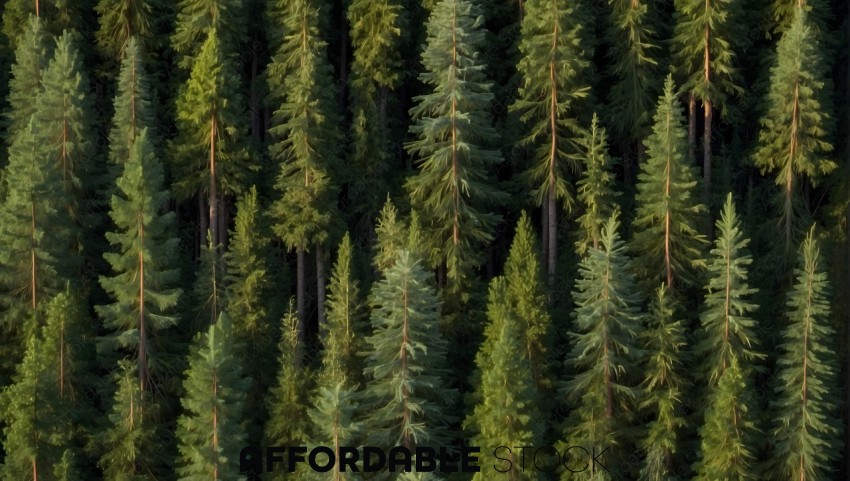 Aerial View of Dense Pine Forest