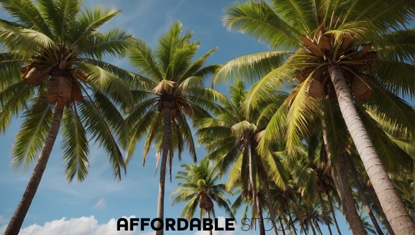 Tropical Palm Trees Against Blue Sky