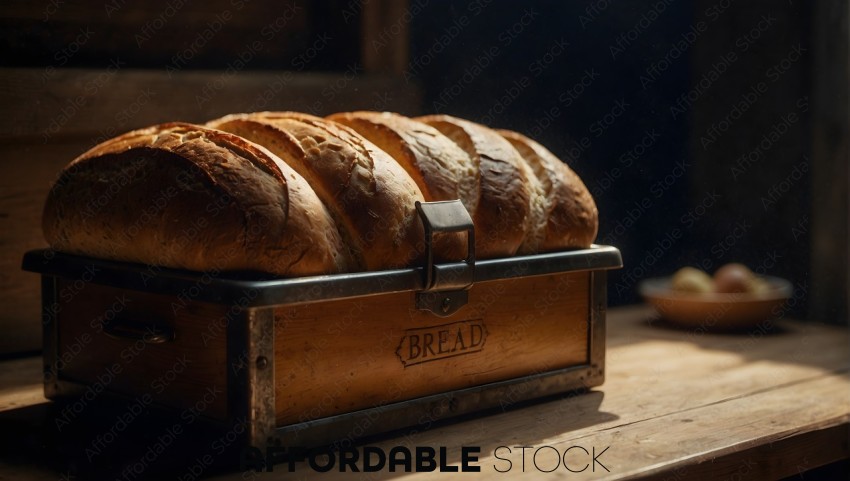 Fresh Baked Bread in Vintage Bread Box