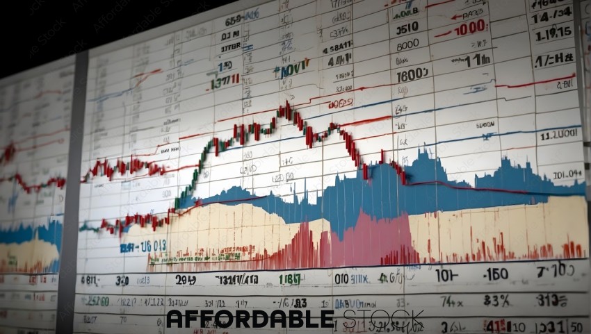 Stock Market Chart Analysis on Screen