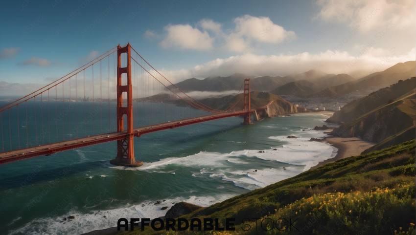 Golden Gate Bridge Scenic View at Sunset