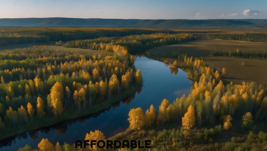 Autumn Colors Along a Serene River