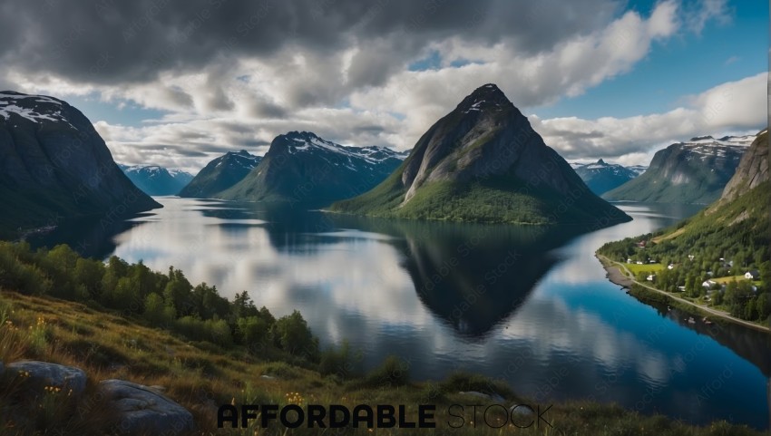 Serene Fjord Landscape with Mountain Reflections