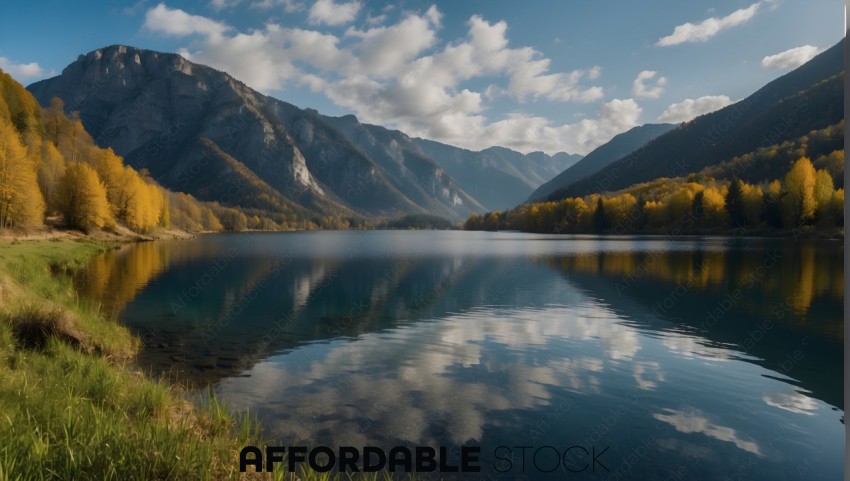 Autumn Mountain Reflection on Lake