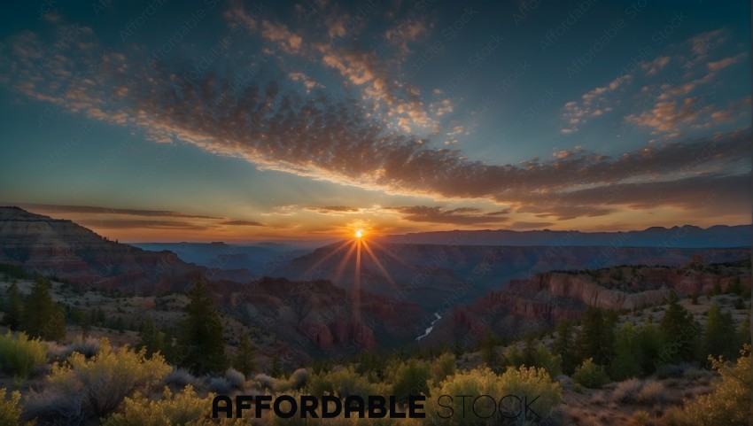 Grand Canyon Sunrise with Radiant Clouds