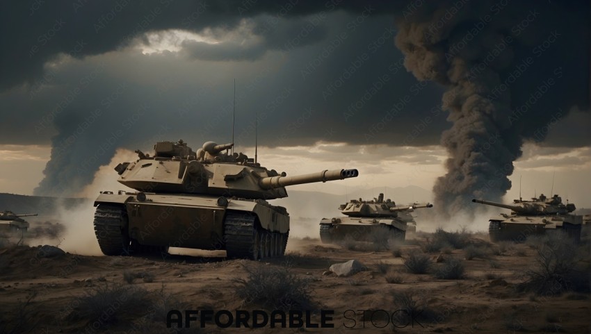 Armored Tanks in Desert Warzone