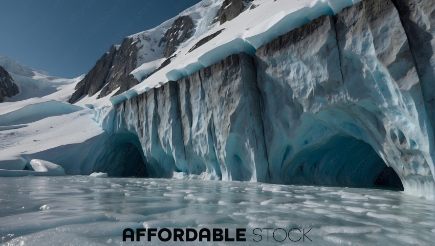 Glacier Ice Cave and Frozen Landscape