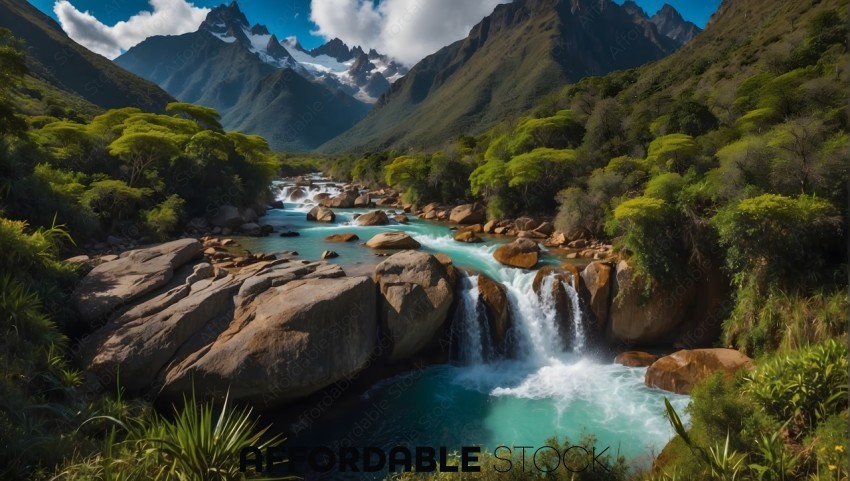 Mountain River Waterfall Landscape