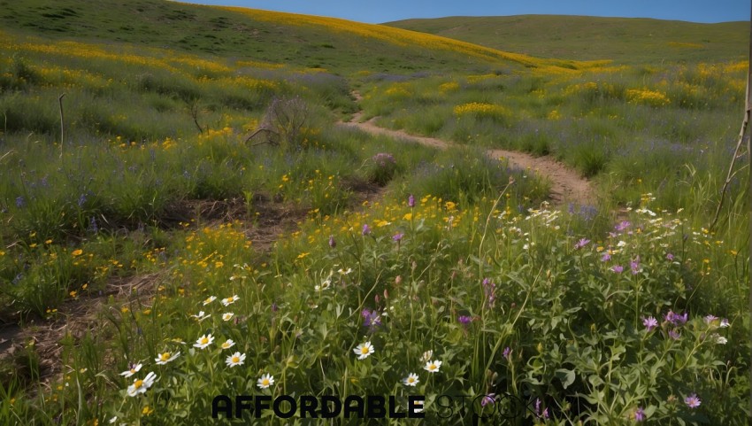 Spring Wildflower Blooms on Rolling Hills