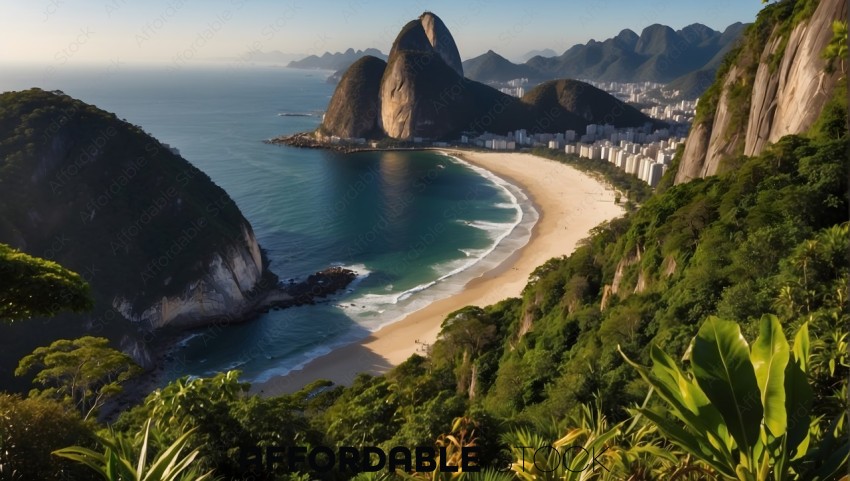 Scenic View of Sugarloaf Mountain and Rio de Janeiro Beach