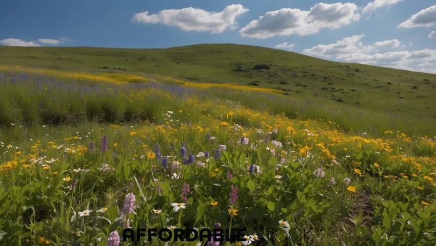 Wildflower Meadow on a Sunny Hillside