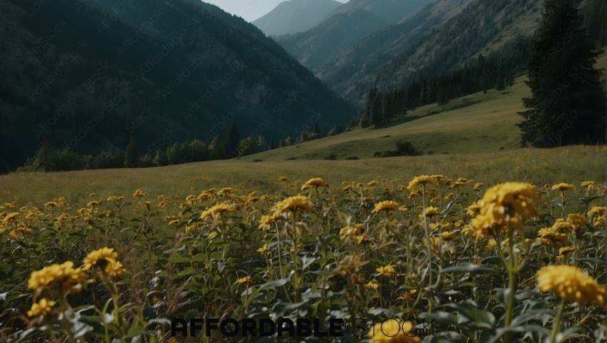 Mountain Meadow with Yellow Flowers