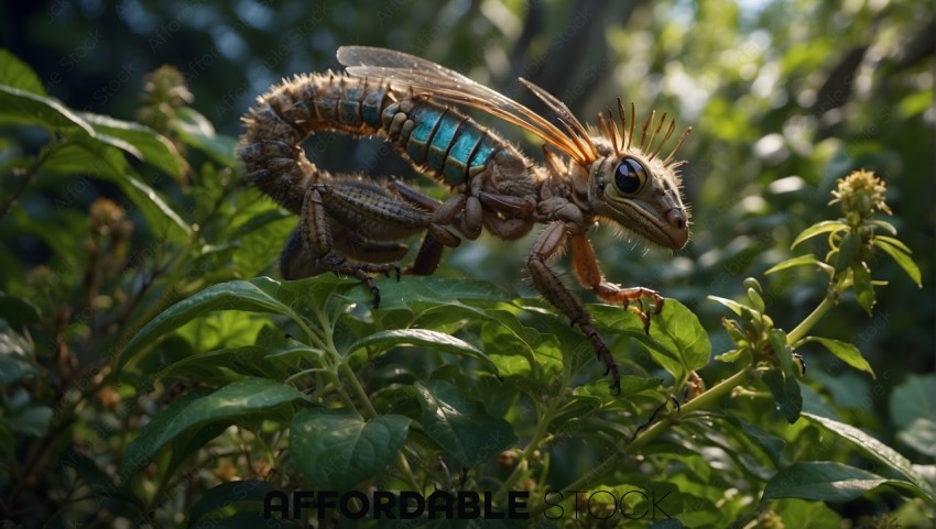 3D Rendered Mechanical Insect in Natural Environment