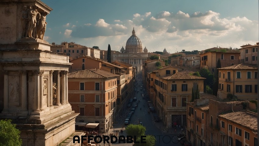 Historical Rome Cityscape with Landmark Basilica