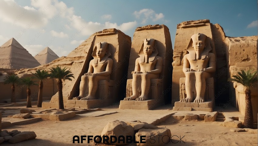 Ancient Egyptian Temple with Sphinx Statues
