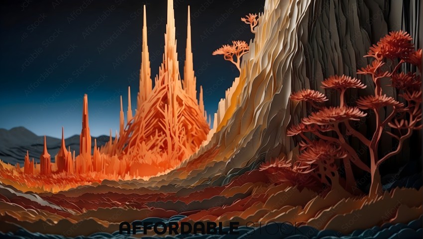 Stylized 3D Autumn Fantasy Landscape