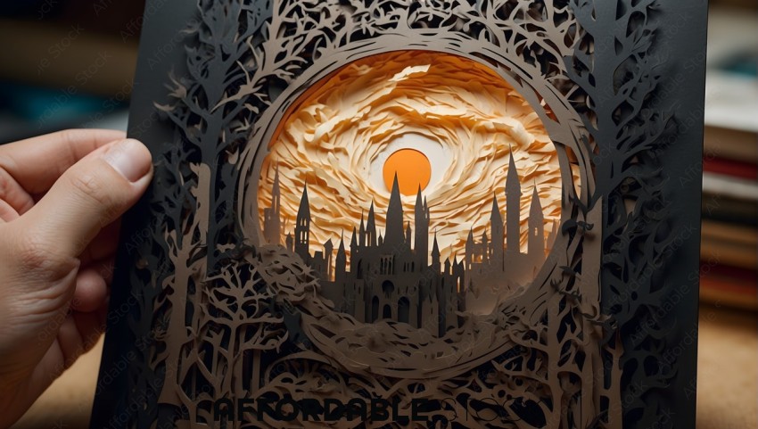 Handcrafted Paper Art Cathedral Scene