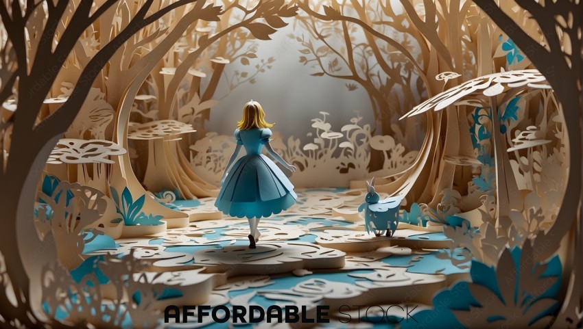 3D Paper Art of Alice in Wonderland