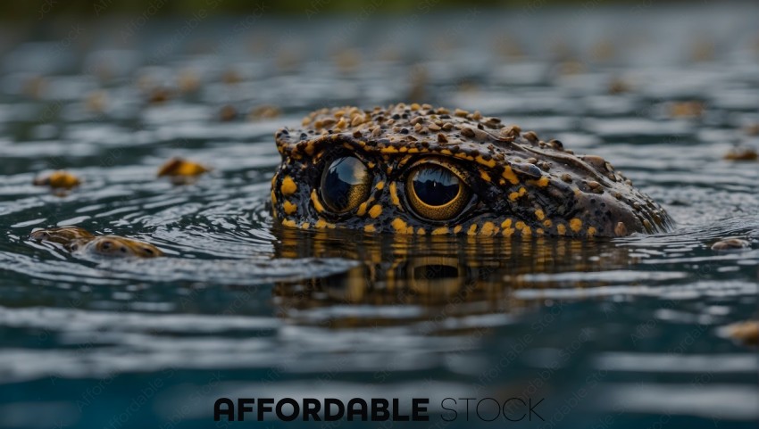 Close-up View of a Crocodile Eyes Above Water