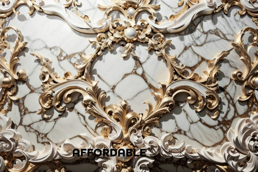 Ornate Gold and White Baroque Frame Detail