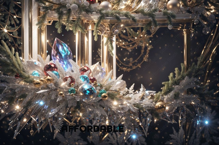 Elegant Christmas Tree Decoration Close-Up