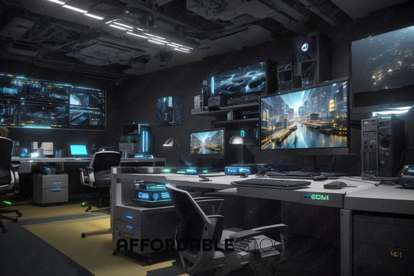 Futuristic Control Room Interior