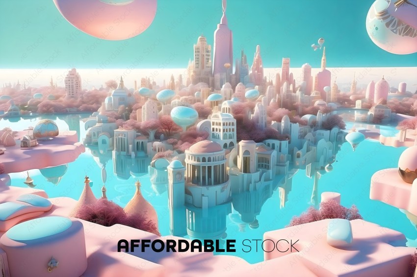Surreal Candy-Colored Cityscape