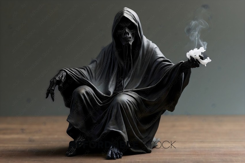 Grim Reaper Figure Holding Smoke