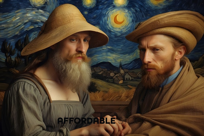 Artistic Portrait with Van Gogh Starry Night Backdrop