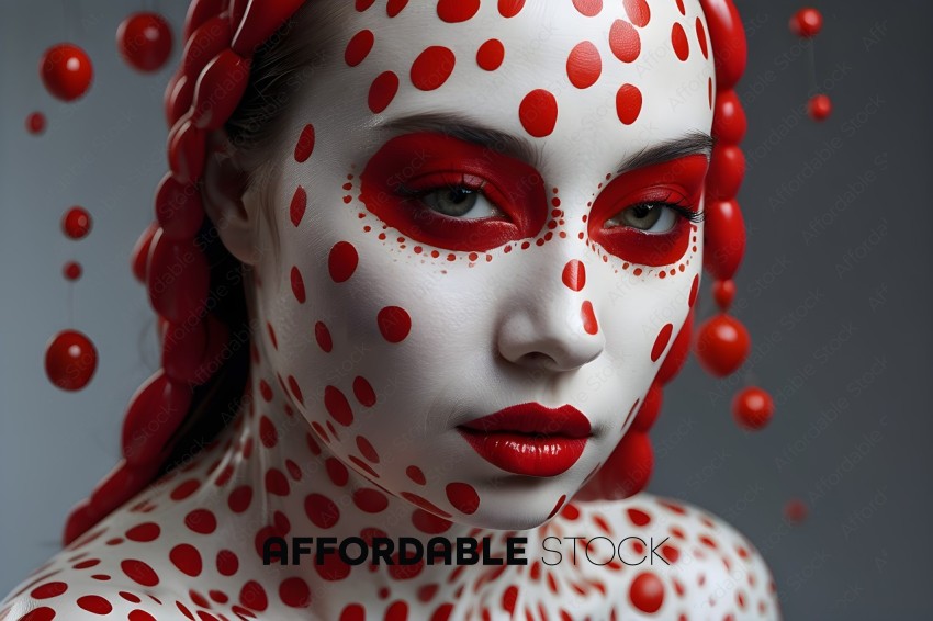 Red and White Polka Dot Makeup Art