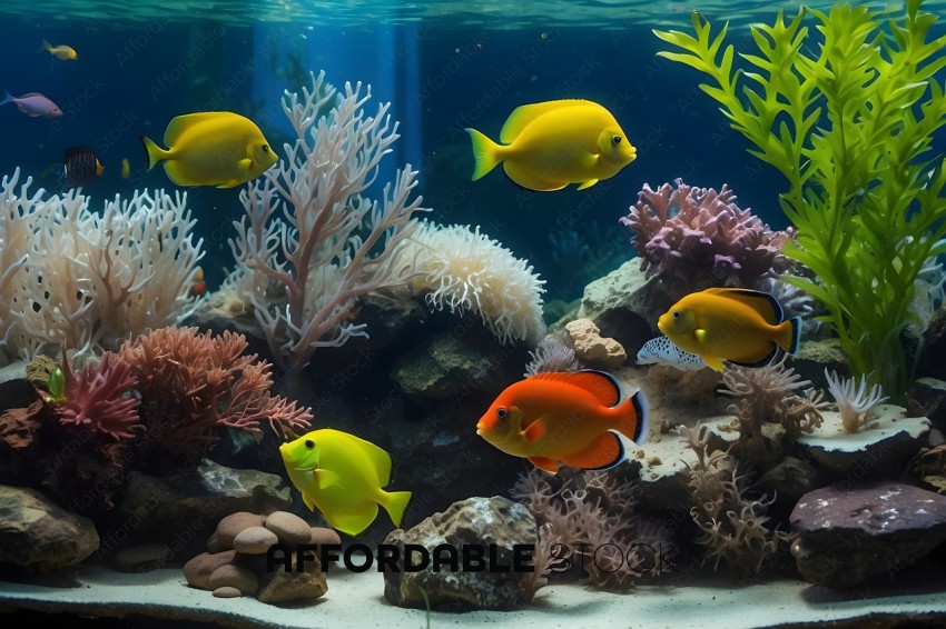 Colorful Tropical Fish in Aquarium
