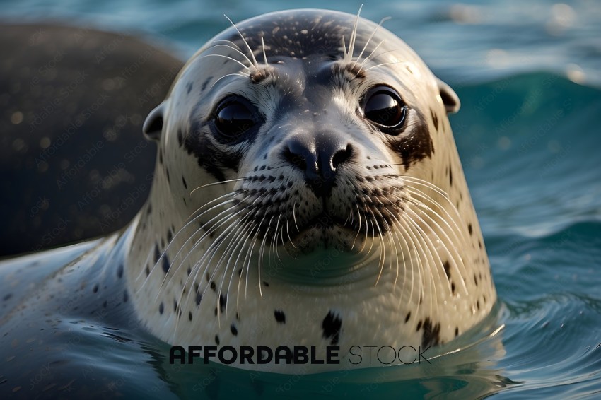 Close-up of a Spotted Seal in Water