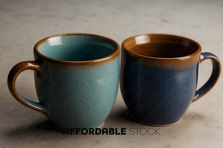 Ceramic Coffee Mugs on Neutral Background