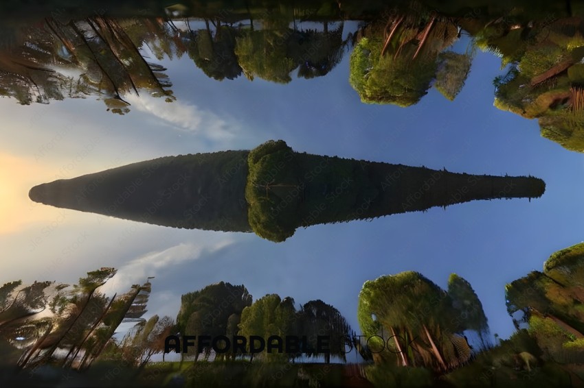 Inverted Reflection of Trees in Lake