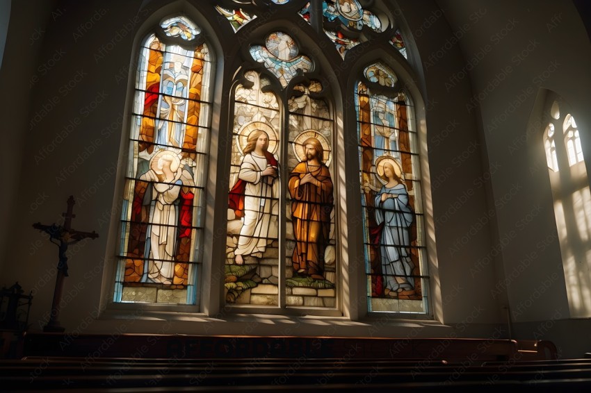 Stained Glass Window of Religious Figures