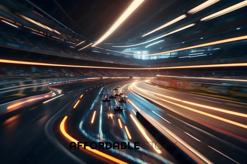A racing game with a blurry background