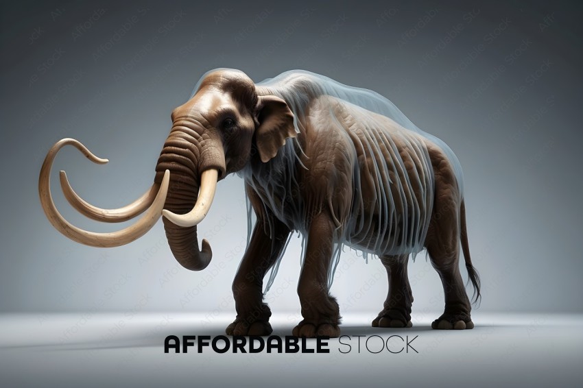 A digital rendering of a wooly mammoth