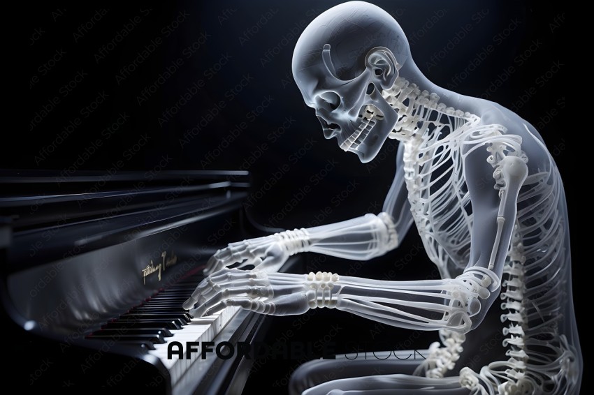 A skeleton plays the piano