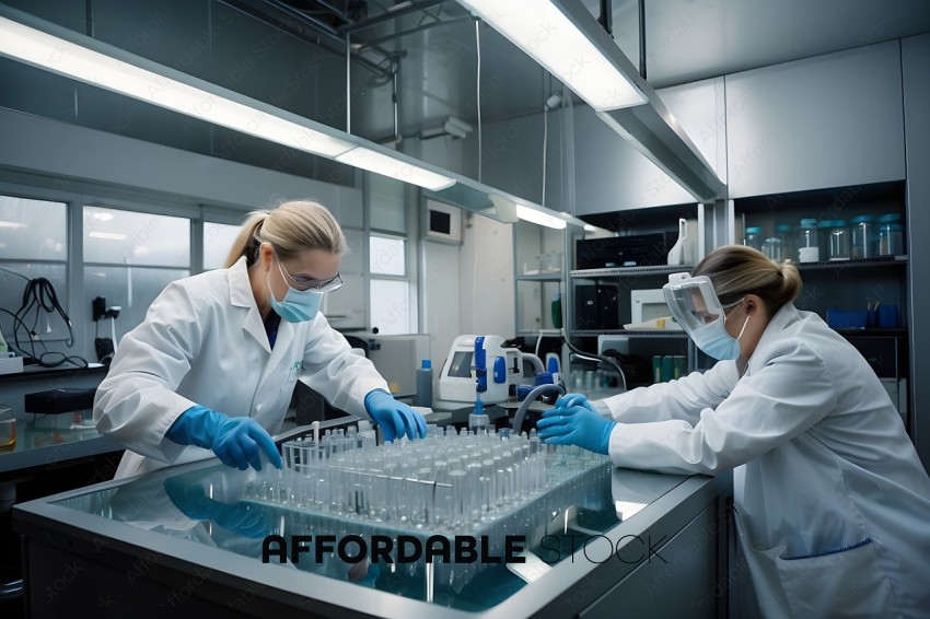 Two women scientists working in a lab