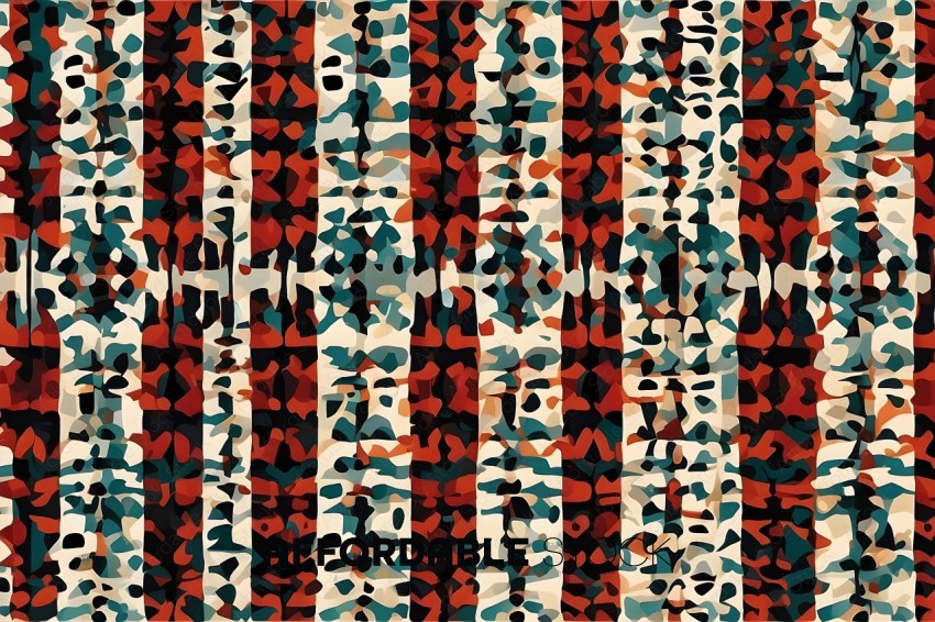 Multi-colored, abstract patterned fabric with a camouflage design