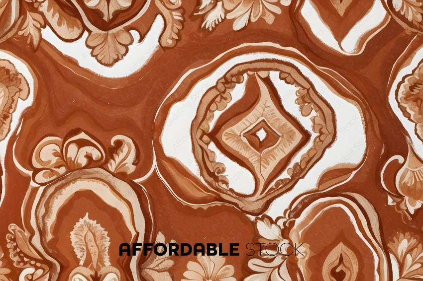 A brown and white patterned fabric with a circle in the center