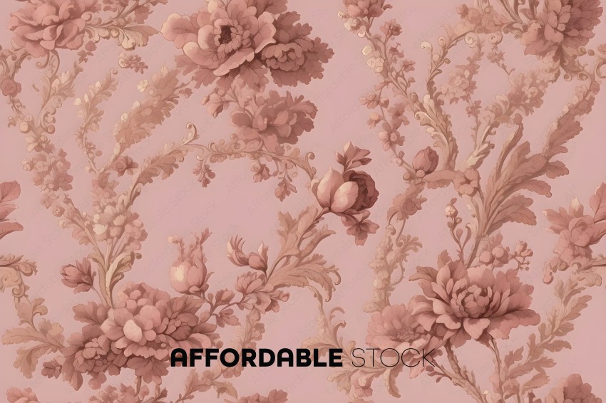 Pink Flowers Wallpaper with Fancy Design