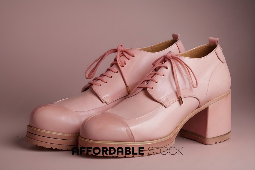 Pink High Heel Shoes with Pink Laces